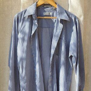 Vintage Christian Dior Monsieur Striped Button-Down Shirt Blue White – Size M